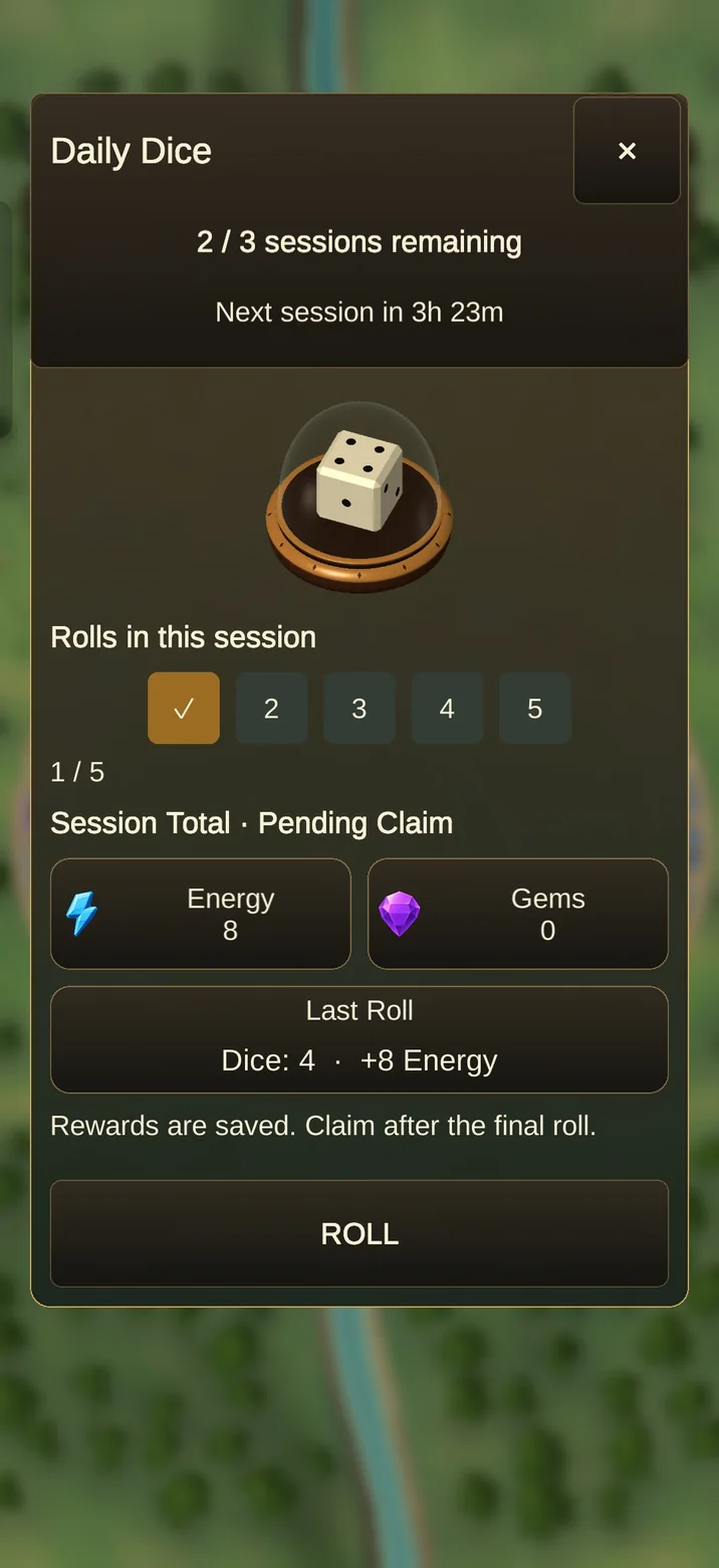 Daily Dice feature on Android